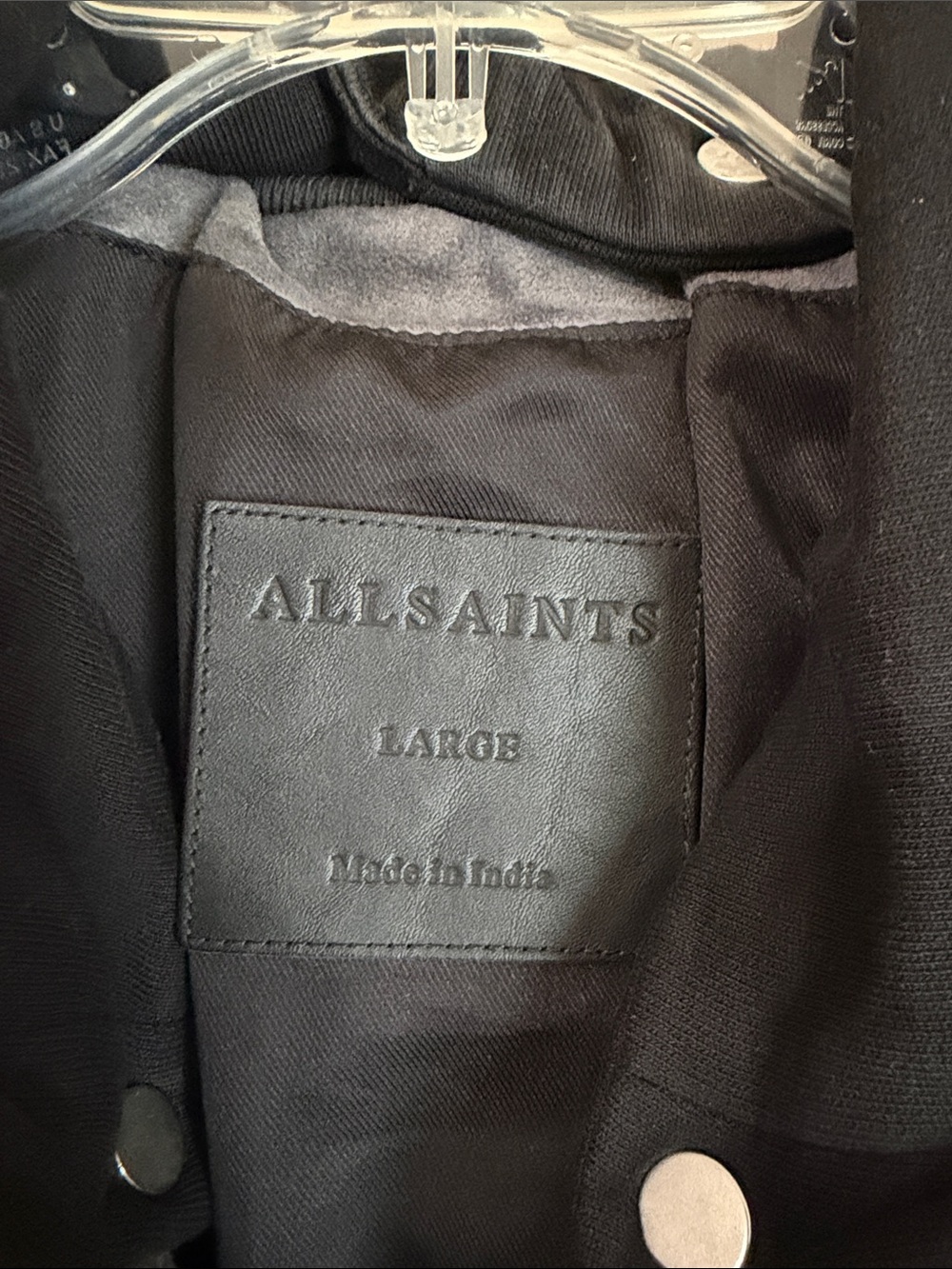 AllSaints Suede Goat Leather Bomber Jacket Hooded Size Large - Picture 2 of 10
